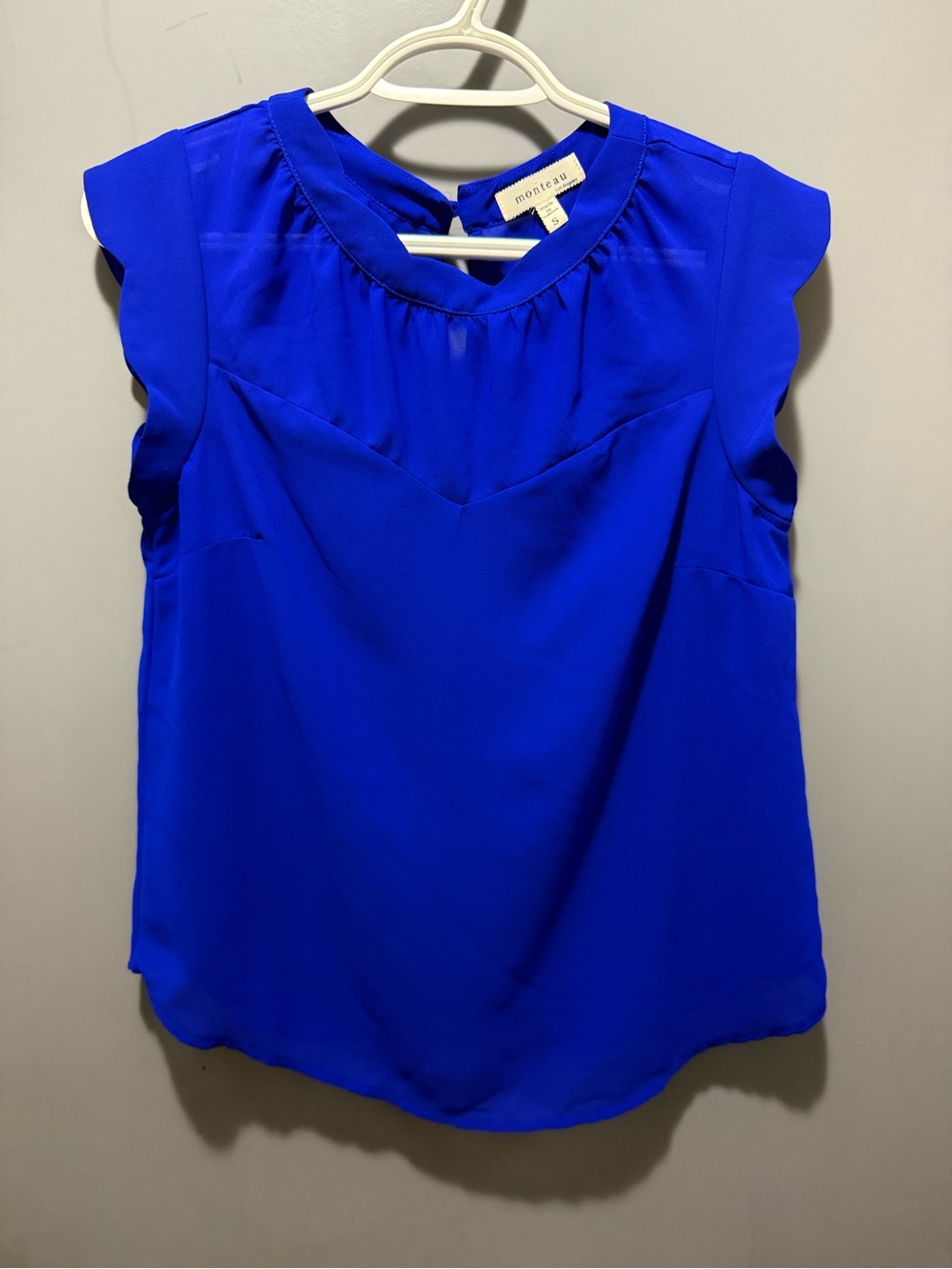 Monteau Cobalt Blue Cap Sleeve Blouse